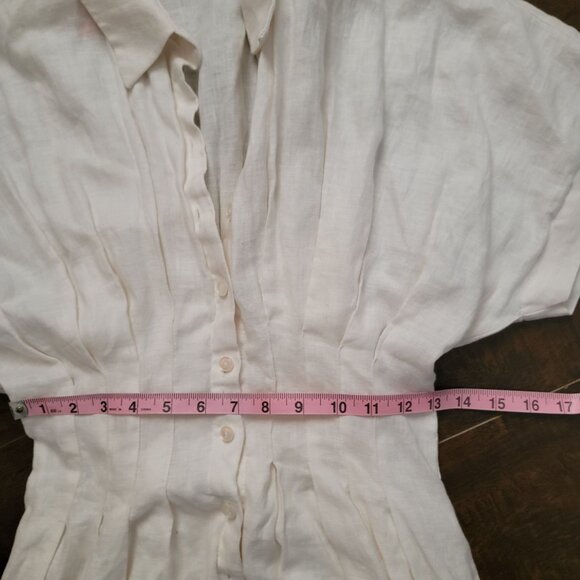 Anthropologie Tobie Linen Shirt Dress Womens XS Midi Vintage Charming Casual - Picture 6 of 9